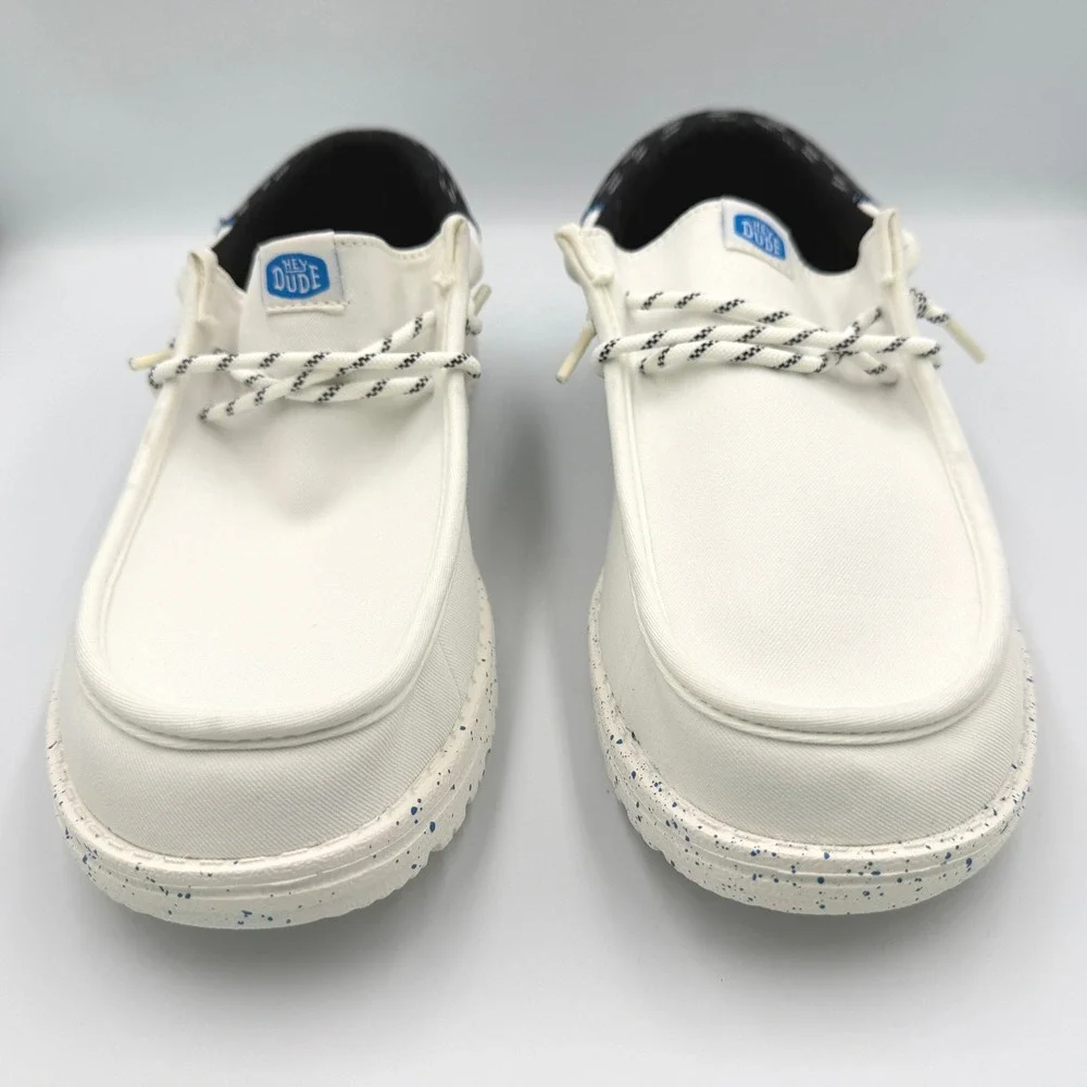 Hey Dude Wally Funk Jersey Jacquard Mens 10 White Multi 44316-94S Loafers *NEW*